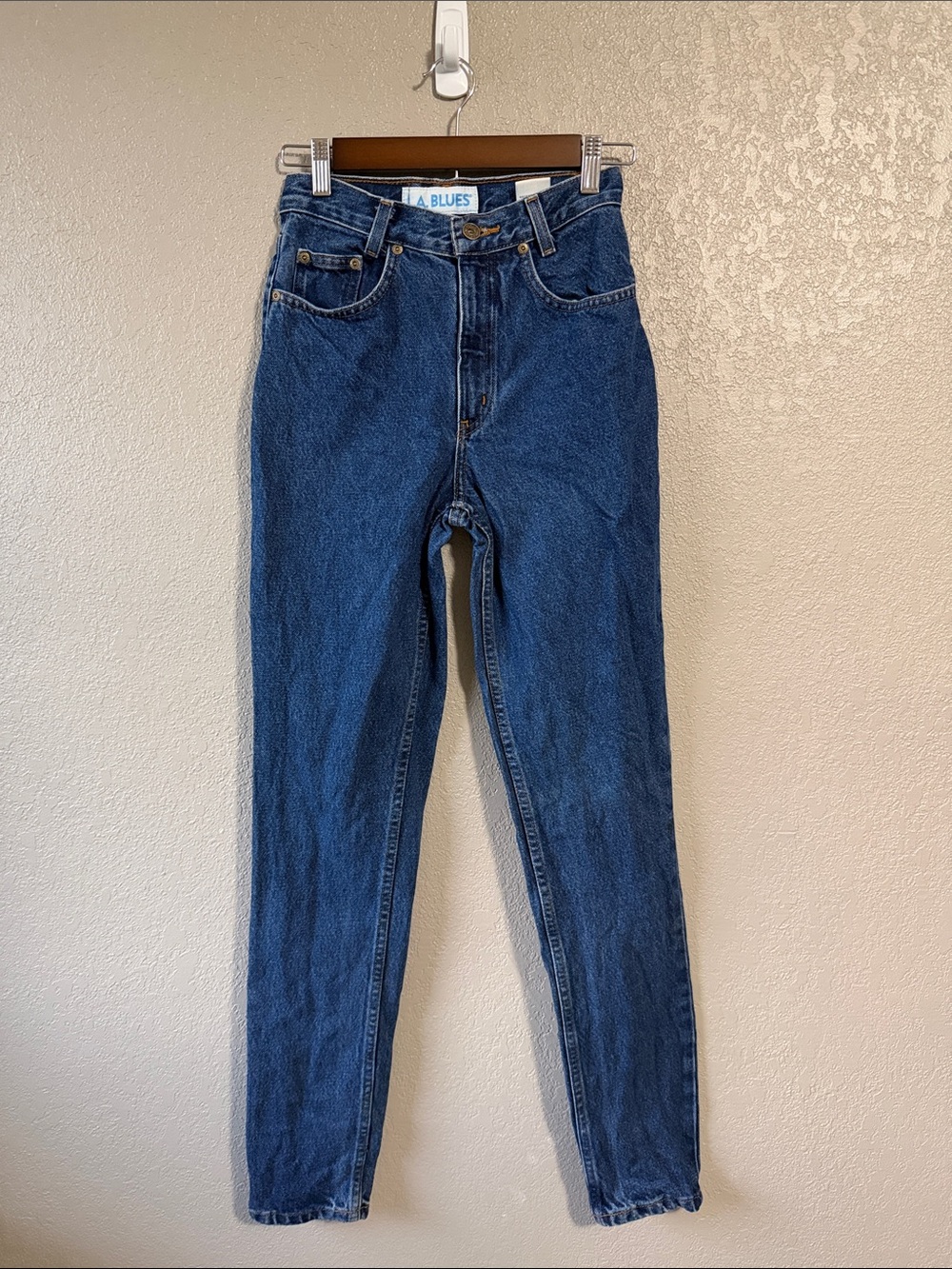 L.A. Blues Vintage High-Rise Slim Jeans in Dark Blue Denim